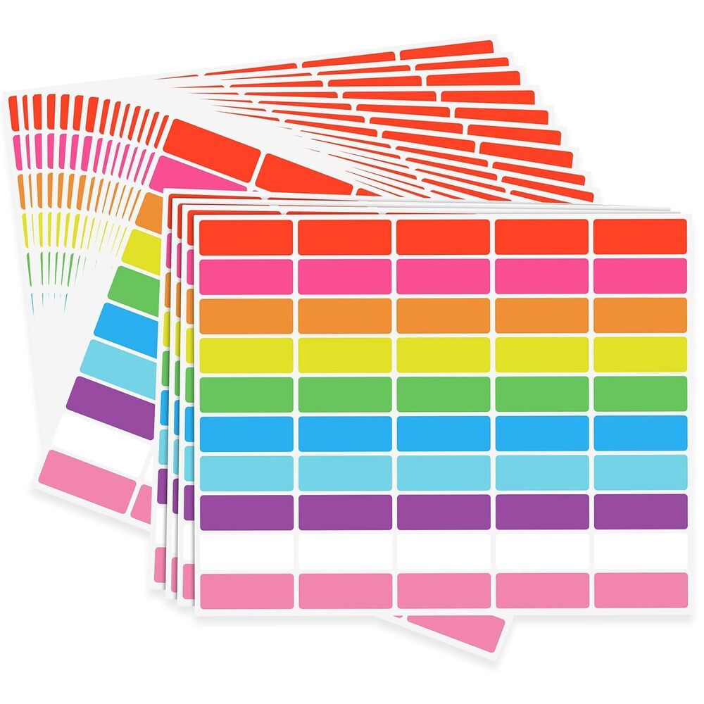 6653 10 Color Color Coding Labels Rectangle Colored Stickers Assorted